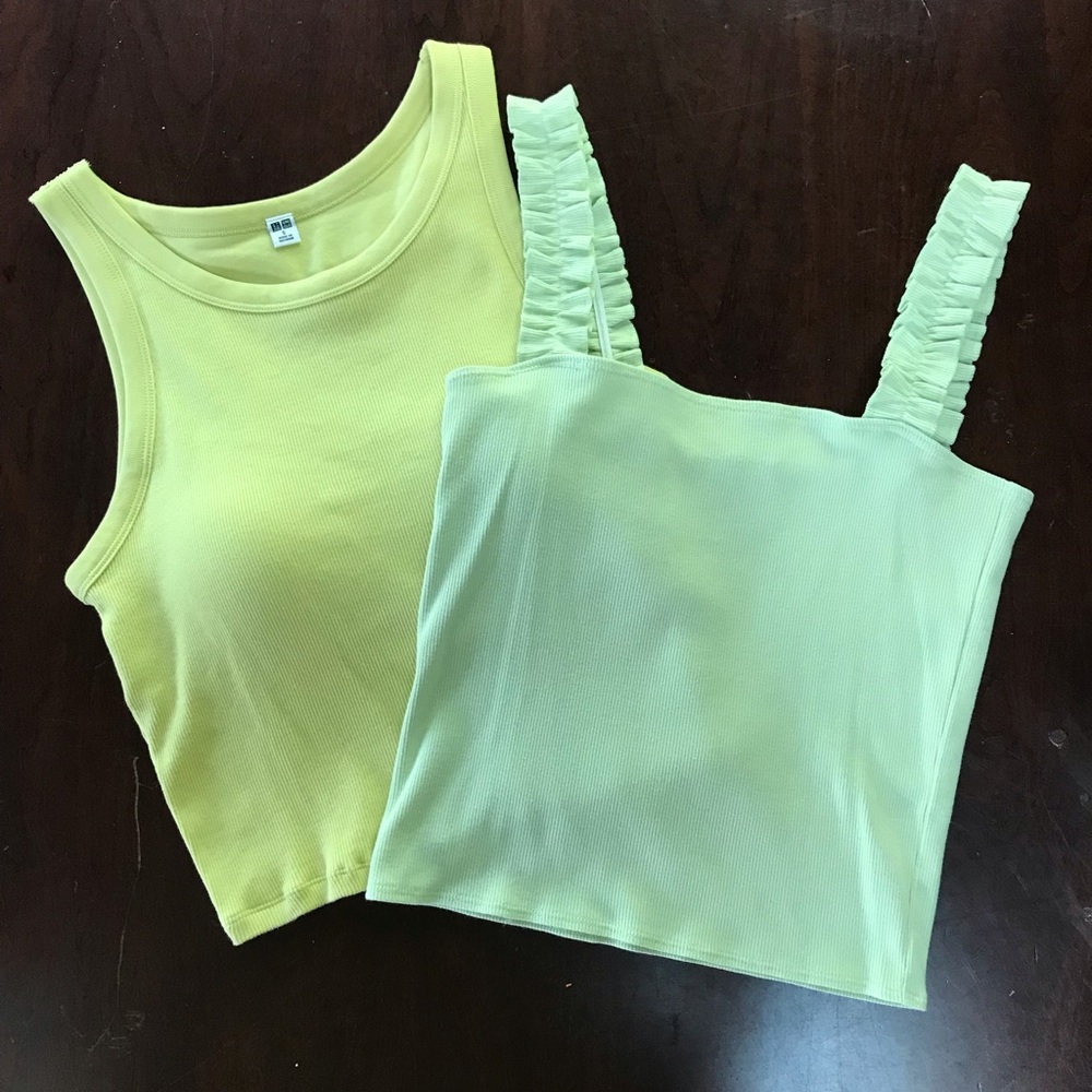 Pistachio & Matcha Crop Tank Tops - S (Bundle of 2)